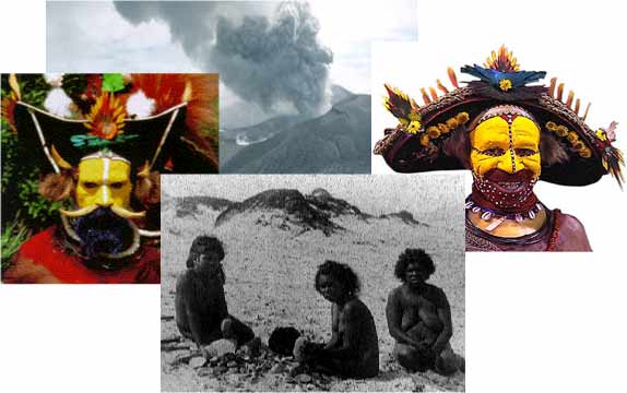 A composite image of people and scenes from New Guinea.