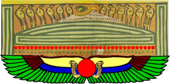 Different forms of Egyptian uraeus, hawk/serpent/sun symbolism.