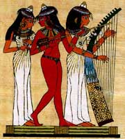 Egyptian girls playing music and dancing