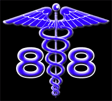An image relating the number 8 to a physician's caduceus