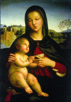 A thumbnail vignette of Mother Mary and baby Jesus