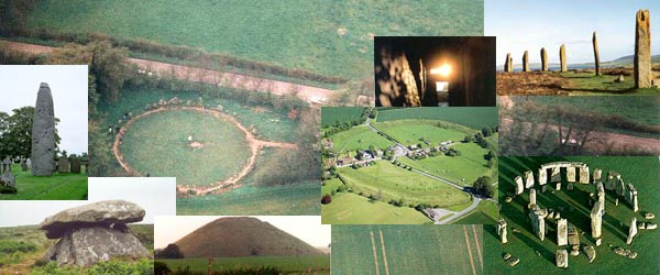 A collage of prehistoric English megaliths and monuments 