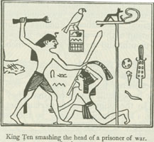 King Ten, first dynasty, wielding a mace.